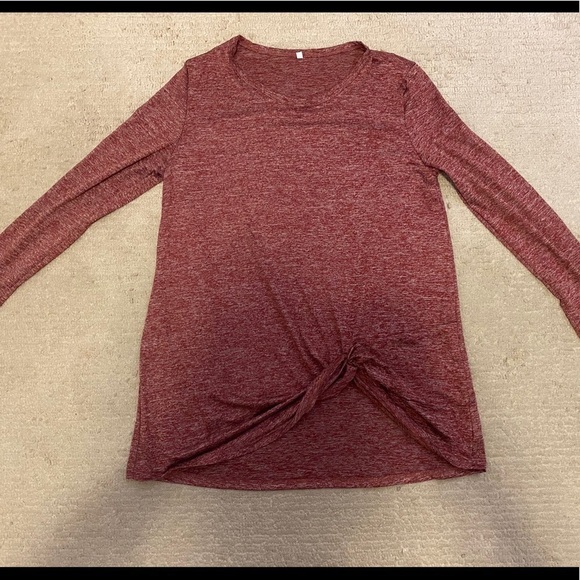 Tops - Women’s Loose Fit Tunic Long Sleeve Knot Top